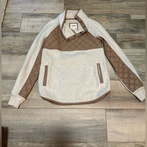 Abercrombie & Fitch Brown and Cream Quilted Sweatshirt